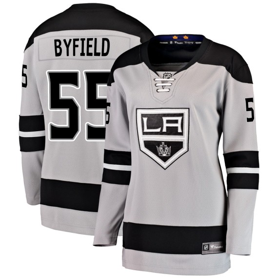 Los Angeles Kings Quinton Byfield Official Gray Fanatics Branded Breakaway Women's Alternate NHL Hockey Jersey