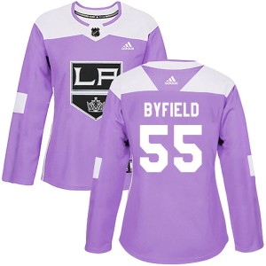 Los Angeles Kings Quinton Byfield Official Purple Adidas Authentic Women's Fights Cancer Practice NHL Hockey Jersey