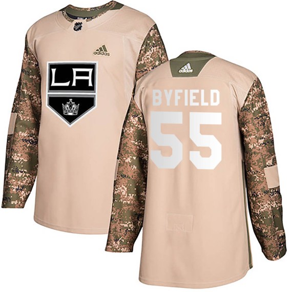 Los Angeles Kings Quinton Byfield Official Camo Adidas Authentic Youth Veterans Day Practice NHL Hockey Jersey
